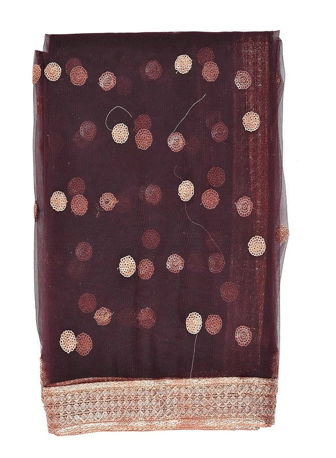 themilestocks TMS Woman's Embellished Net Dupatta Scarf Shawl Wrap Soft Indian Bridal Wedding (Wine) - Image 3